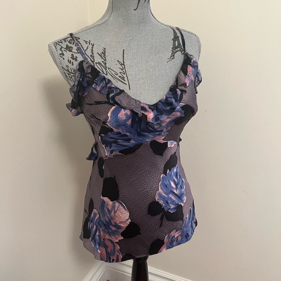 Rebecca Taylor Floral Silk Camisole with Ruffle Details, Size 4 - Picture 3 of 14